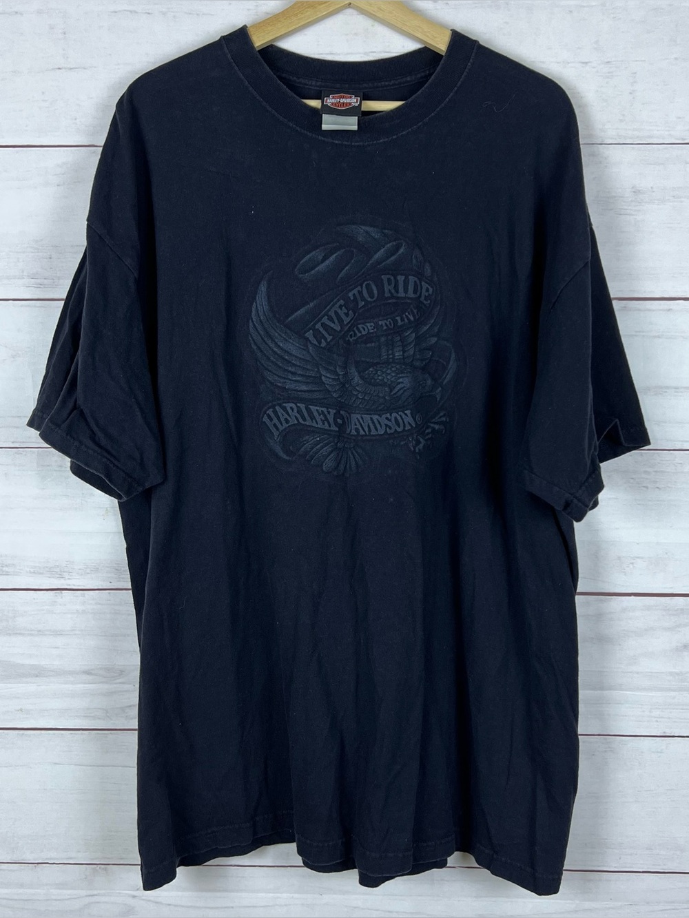 Harley Davidson Anthem Arizona Embossed Eagle Black T-Shirt Mens 2XL 2009